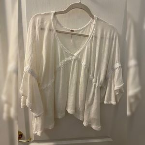 Free People White Flowy Top